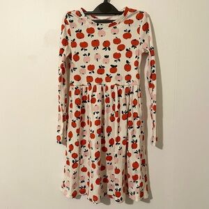 Hanna Andersson Girls Apple Print Long Sleeve Ribbed Dress Size 6 7 120 cm